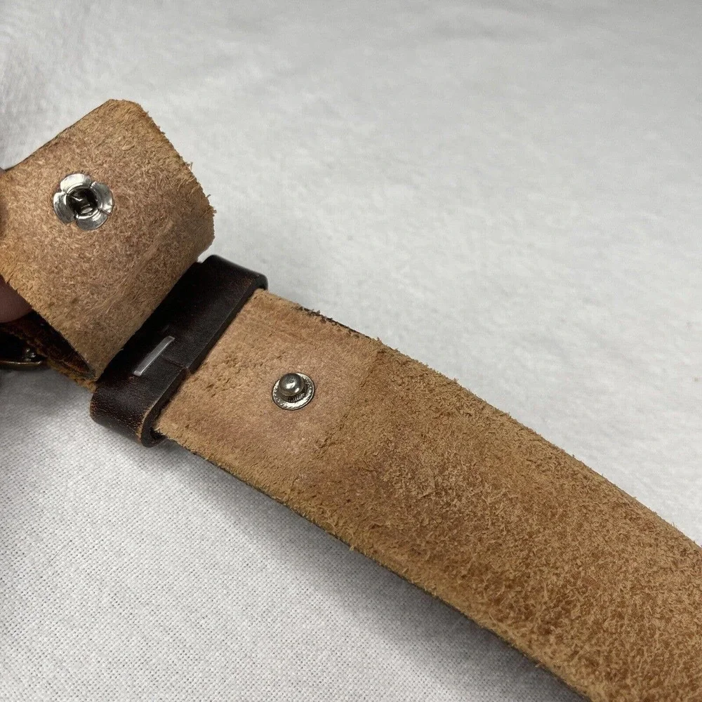 Engraved Leather Belt 44” Fishing Brown Fish Lakes Walleyes Northern ￼bass Pole